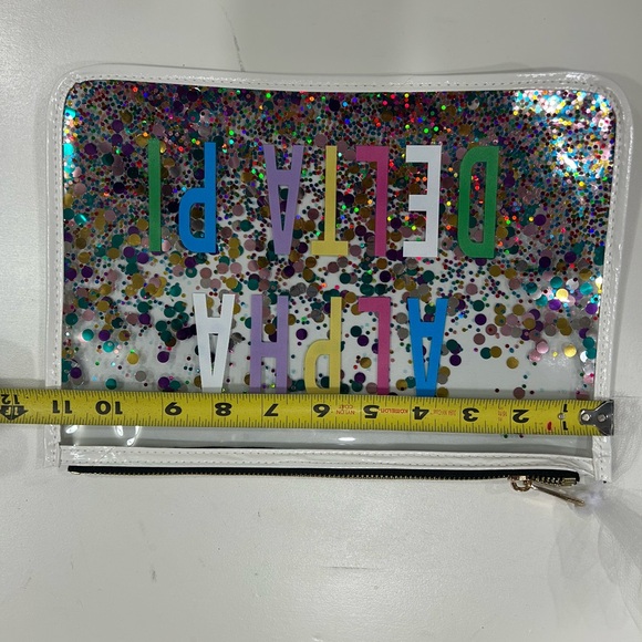 New Alpha Delta Pi zippered glitter pouch - Picture 2 of 3